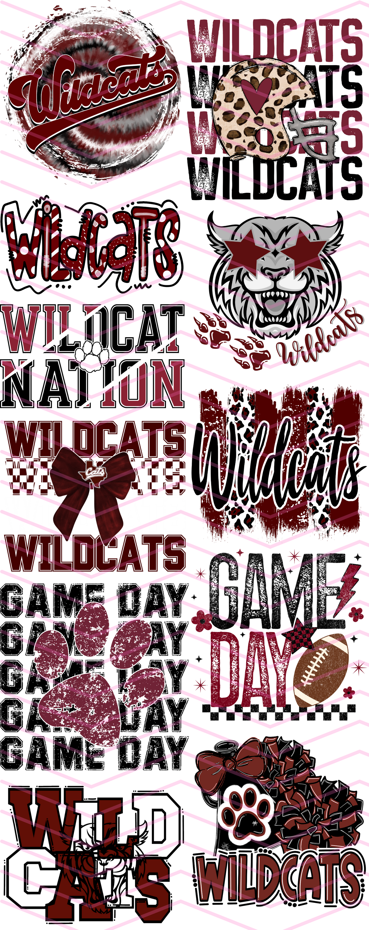 Maroon Wildcats Premade Gang Sheet