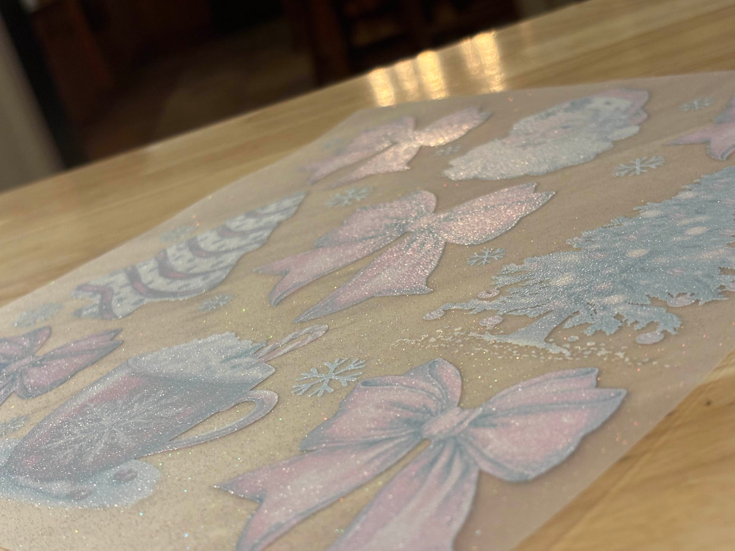 Christmas Bows Glitter DTF Print