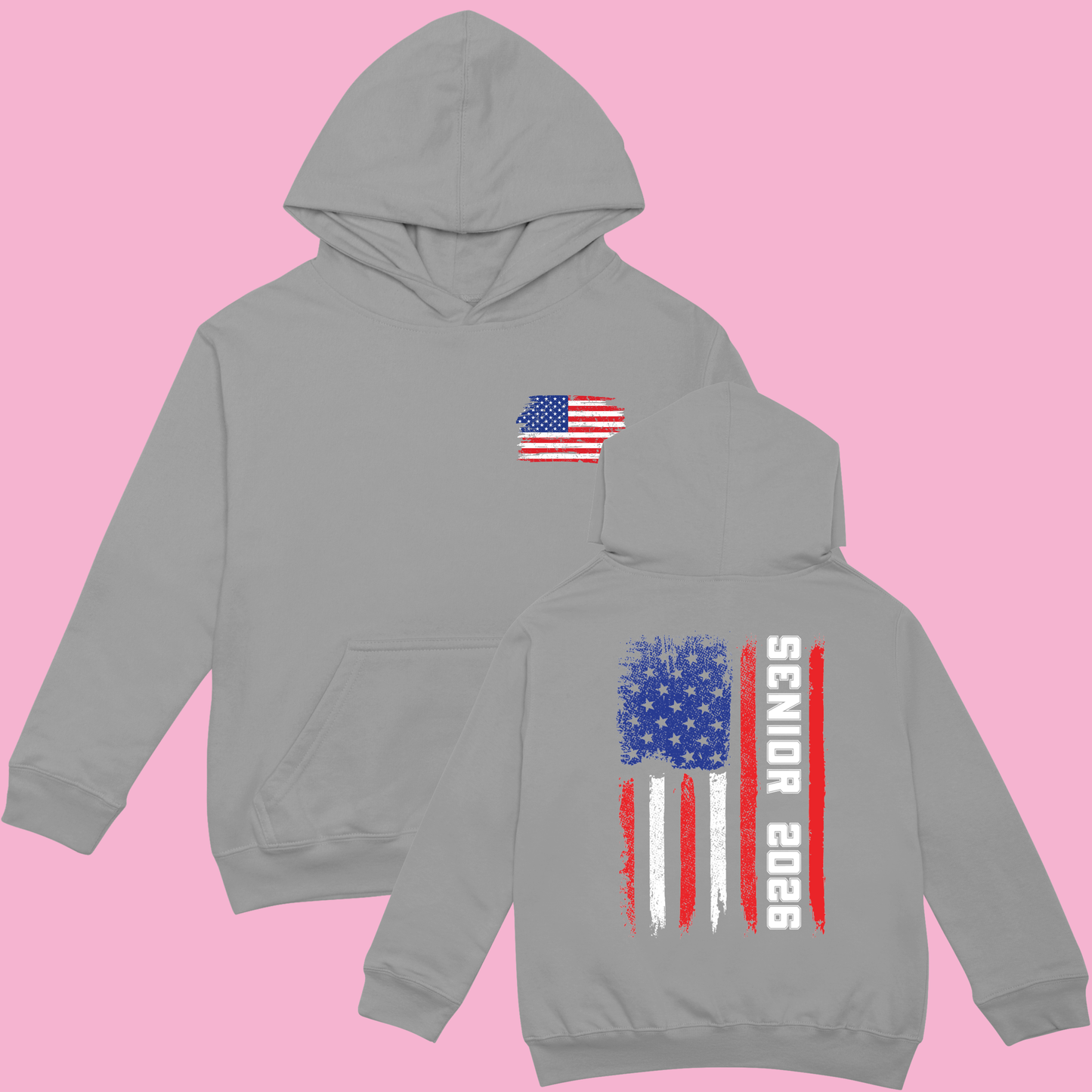 Distressed Senior 2026 Flag Hoodie