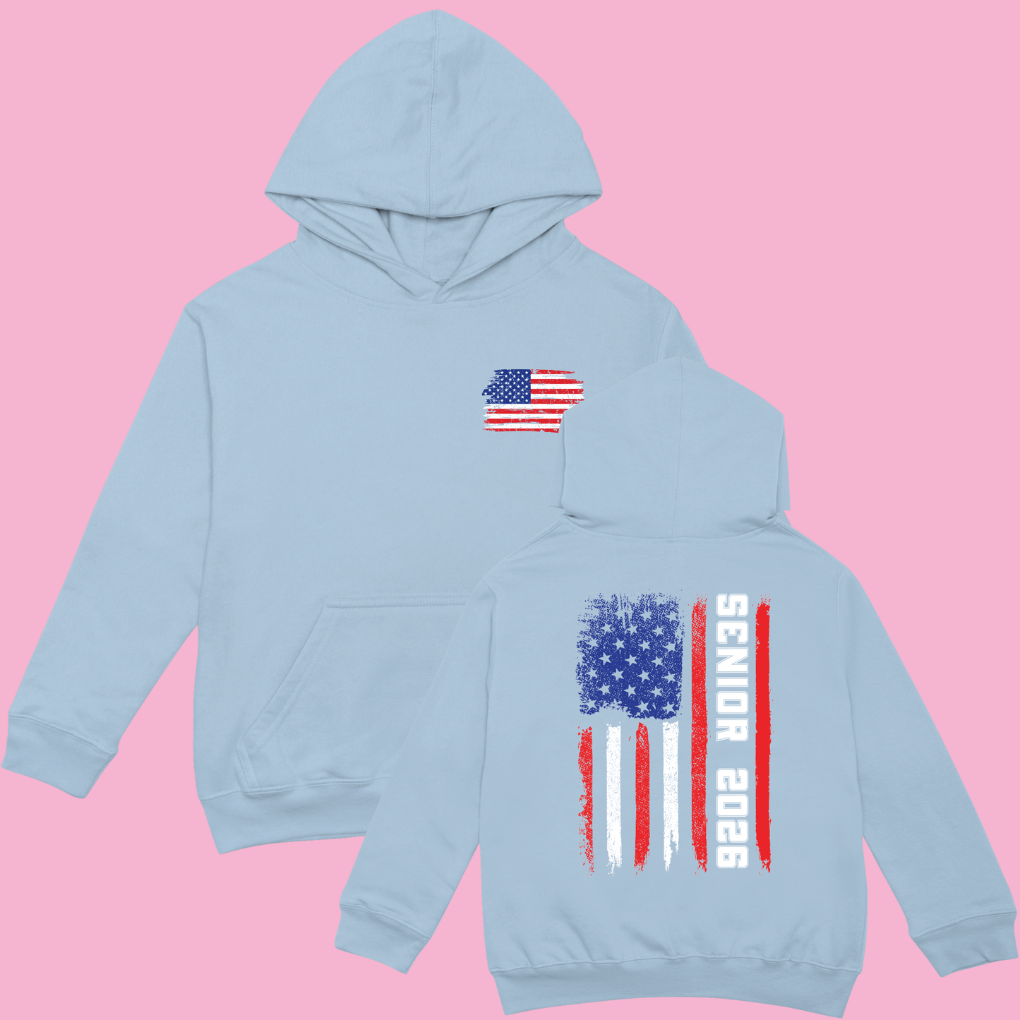 Distressed Senior 2026 Flag Hoodie