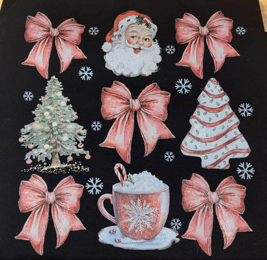 Christmas Bows Glitter DTF Print