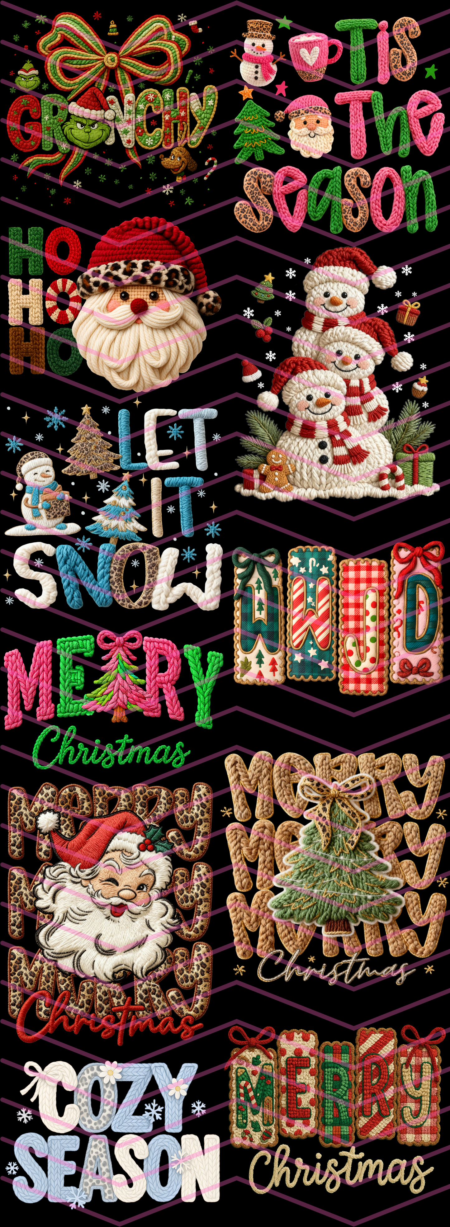 Faux Yarn Christmas DTF Premade Gang Sheet