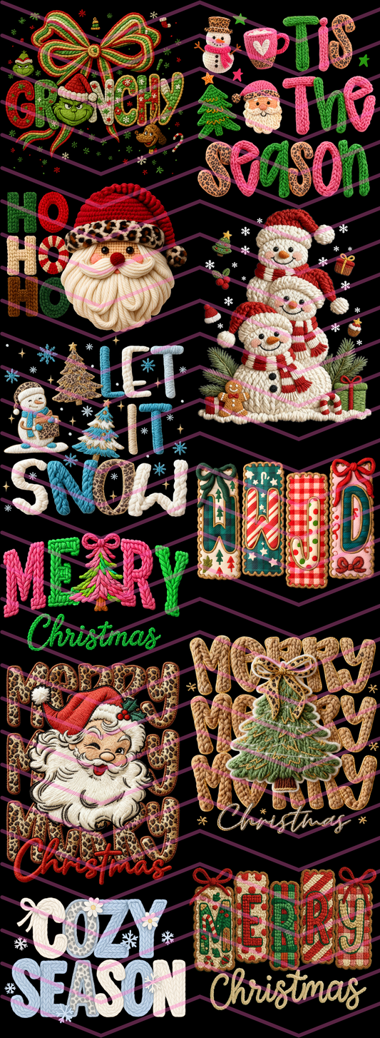 Faux Yarn Christmas DTF Premade Gang Sheet