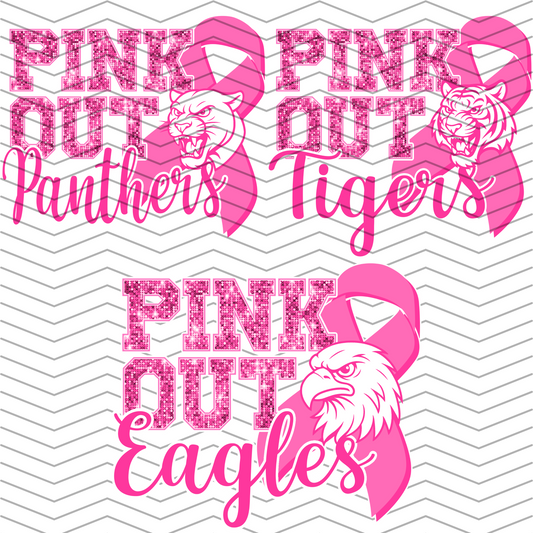 Pink Out School Mascot DTF Transfer