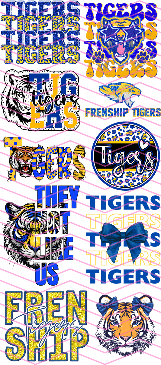 Blue and Yellow Tigers Premade Gang Sheet