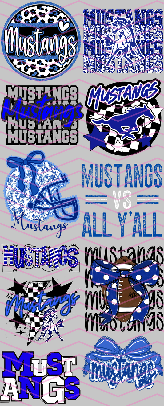 Blue Mustangs Premade Gang Sheet