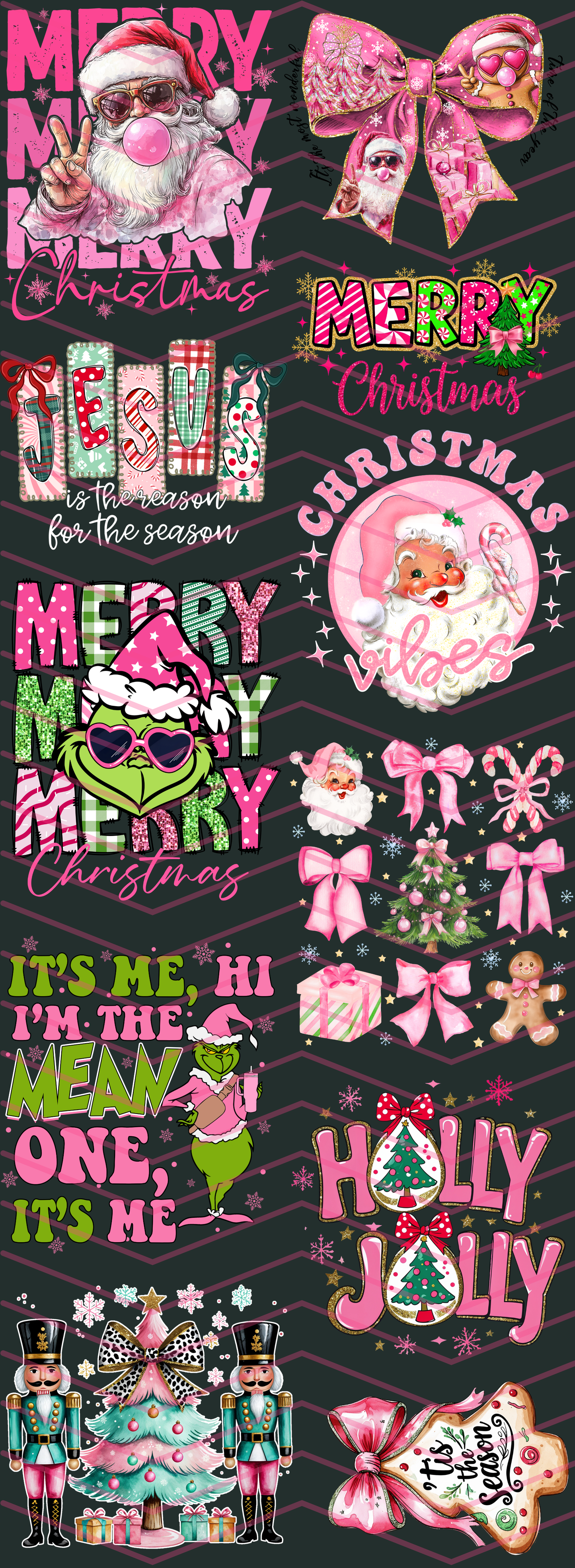 Pink Christmas Premade Gang Sheet
