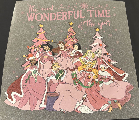 Christmas Princesses Glitter DTF Print
