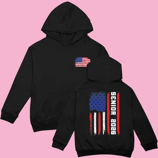 Distressed Senior 2026 Flag Hoodie