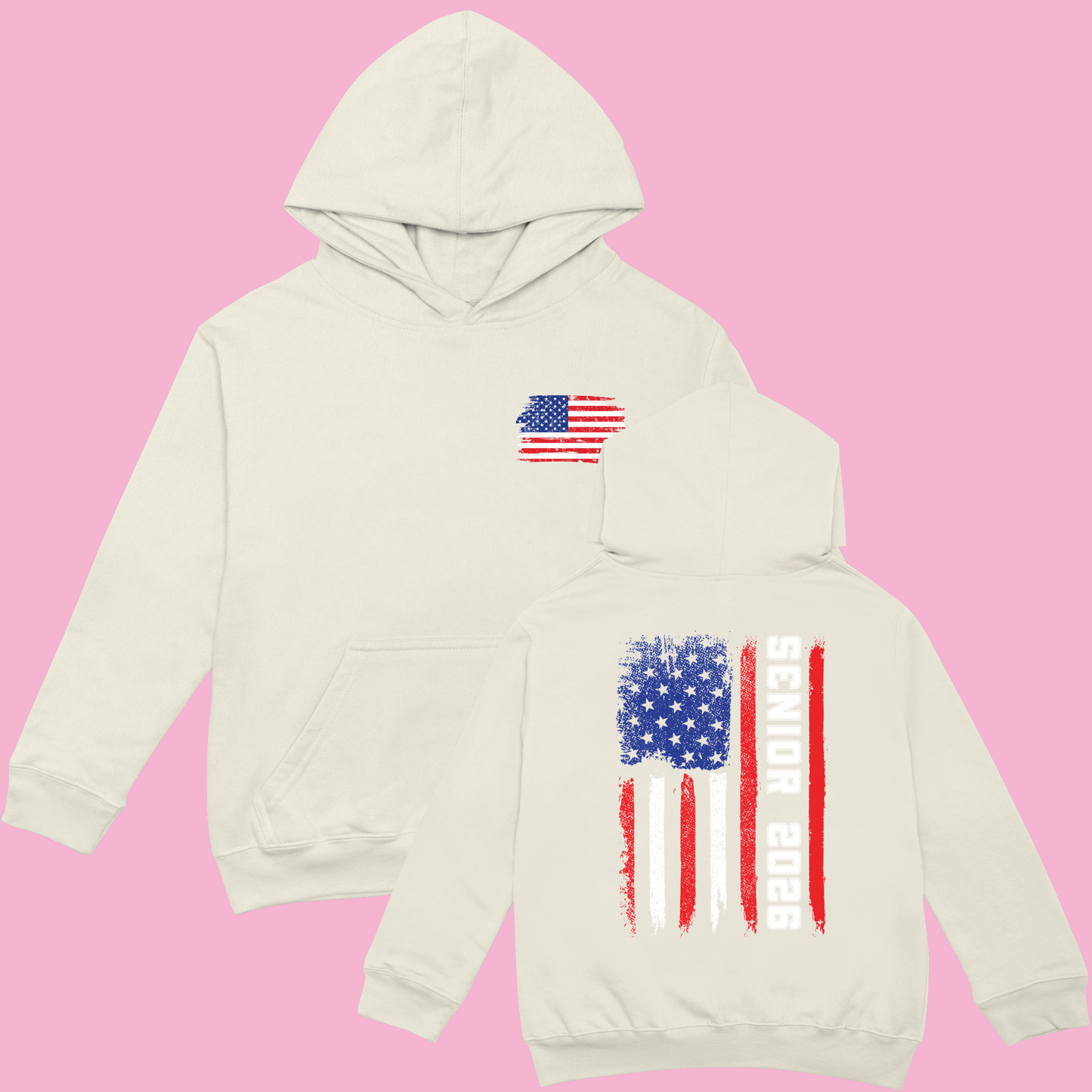 Distressed Senior 2026 Flag Hoodie